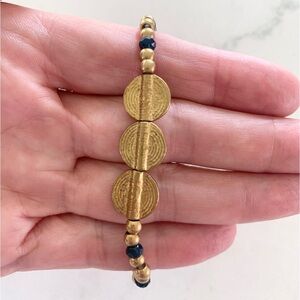 Gold and Blue Beaded Bracelet
